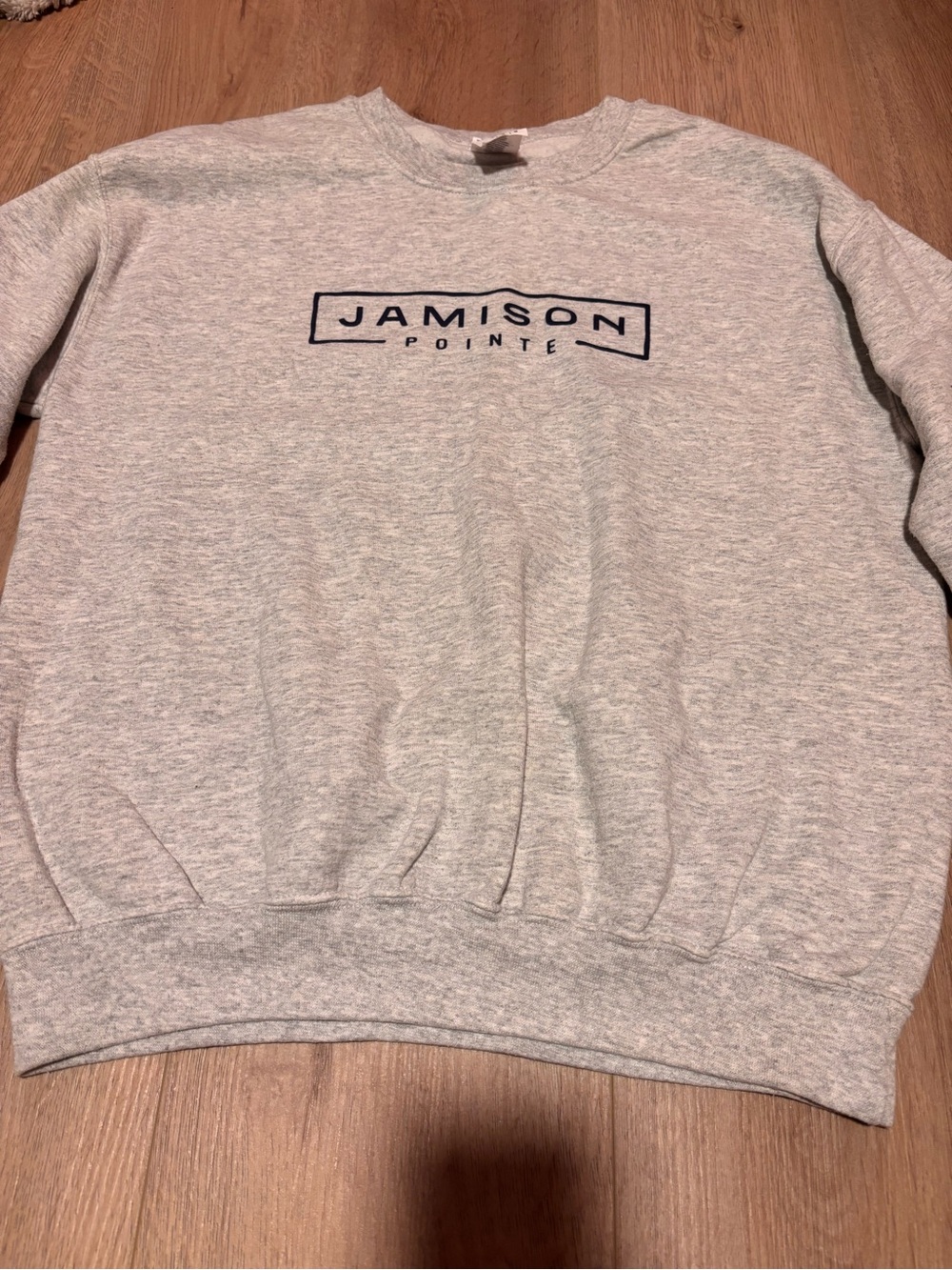 Gildan Light Heather Gray Crewneck Sweatshirt with Navy Logo